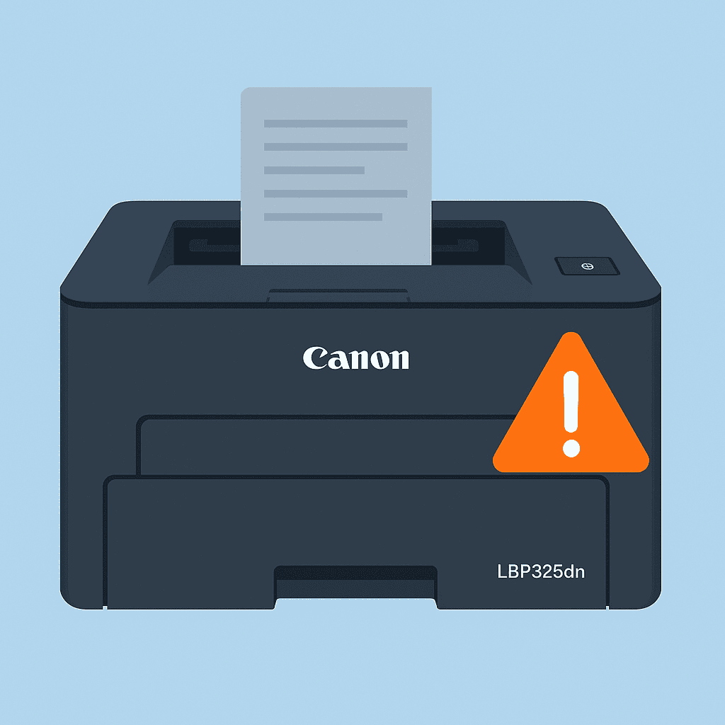 Illustration of a Canon imageCLASS MF275dw printer surrounded by icons representing common technical issues such as paper jams, slow response, and driver update alerts, emphasizing the importance of updating the printer driver.